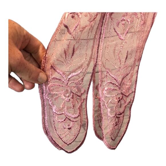 Vintage Samax New York pink lace & sheer tiered dress size medium - Picture 5 of 12